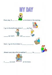 English Worksheet: My day