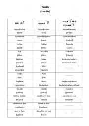 English worksheet: family