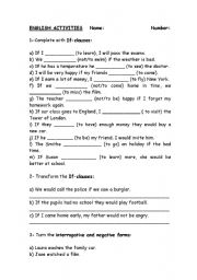 English Worksheet: IF CLAUSES