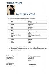 English Worksheet: Toms Diner by Susan Vega