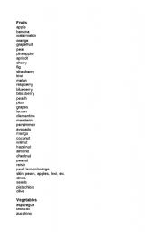 English worksheet: Food Vocabulary Sheets