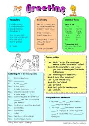 English Worksheet: Speaking/ Greeting