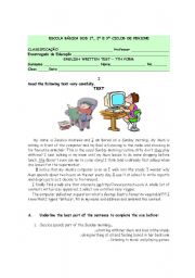 English Worksheet: English written Test - Family