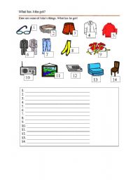 English Worksheet: What has john got?