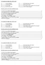 English Worksheet: WH-questions 