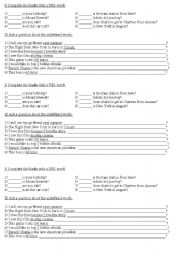 English Worksheet: WH-questions 