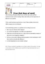 English worksheet: Your first days at work
