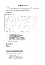 English worksheet: revision exam