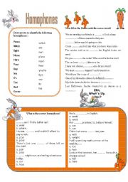 English Worksheet: HOMOPHONES