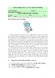 English Worksheet: English Written Test - MUSIC