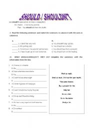 English Worksheet: should / shouldnt