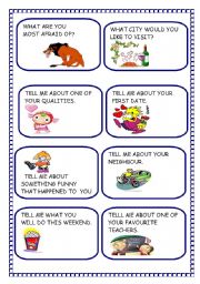 English Worksheet: CONVERSATION CARDS