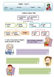 English Worksheet: JOSEPHS FAMILY TREE