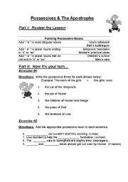 English Worksheet: Possessive Nouns