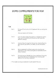 English Worksheet: Compliments for you