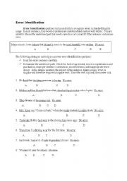 English Worksheet: Grammar Error Identification