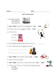 English Worksheet: Get to know your teacher!