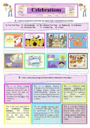 A 2-Skill Worksheet : Internatioal Celebrations  