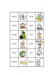 English Worksheet: COOK -VERBS   DOMINO   2nd part  (you need the 1st part as well)