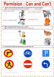 English Worksheet: Permission/Ability   : Can / Cant