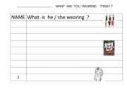 English worksheet: Wear - Im wearing  Present Continuous INTERVIEW