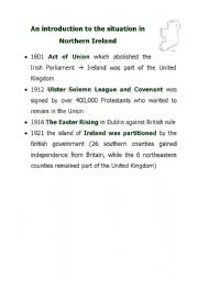 English worksheet: An introduction to the situation in Northern Ireland