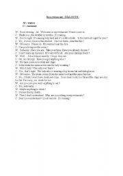 English Worksheet: in a restaurant