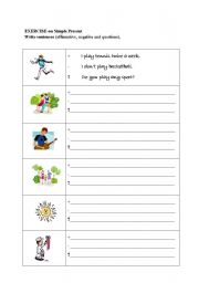 English worksheet: Present Simple - sentence practice 