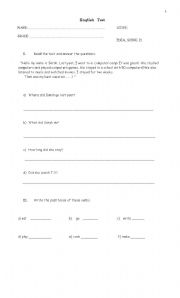 English worksheet: Past Simple