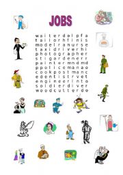 English Worksheet: JOBS WORDSEARCH