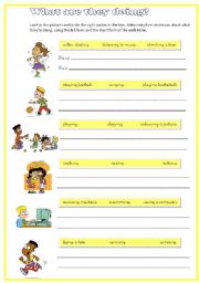 English Worksheet: Verb to be full form - short form with present continuous 1 / 2