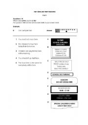 English Worksheet: KET Reading Part 1