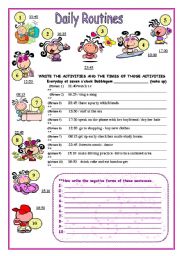 English Worksheet: Simple Present  3rd person-affirmative/negative forms