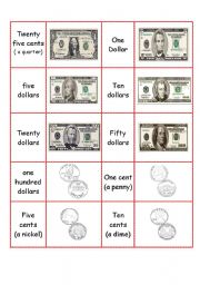 English Worksheet: US coins and bills