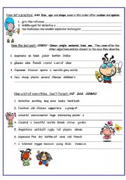 English Worksheet: Adjectives:  Correct Order  (2nd page of 2page ws)