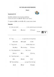 English worksheet: KET Reading Part 2 