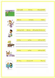 English Worksheet: Verb to be full form - short form with present continuous 2/2