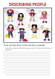 English Worksheet: Describing people