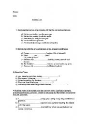English Worksheet: Written Test