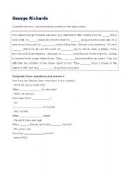 English worksheet: GEORGE RICHARDS