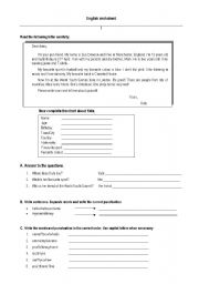 English Worksheet: Reading comprehension and building sentences