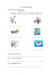 English Worksheet: Can/ Cant 