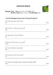 English worksheet: Reported Speech