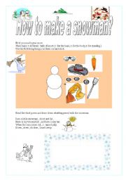 English Worksheet: How to make a snowman?