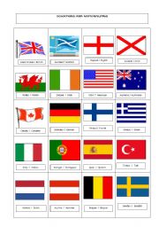 English Worksheet: countries and nationalities