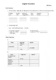 English worksheet: word formation