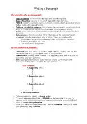 English Worksheet: How to write a good paragraph.