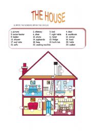 English Worksheet: THE HOUSE/ PREPOSITIONS/ THERE + BE