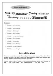 English Worksheet: Days of the week