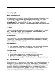 English Worksheet: The paragraph